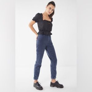 BDG Corduroy high waisted straight leg pant in dark blue